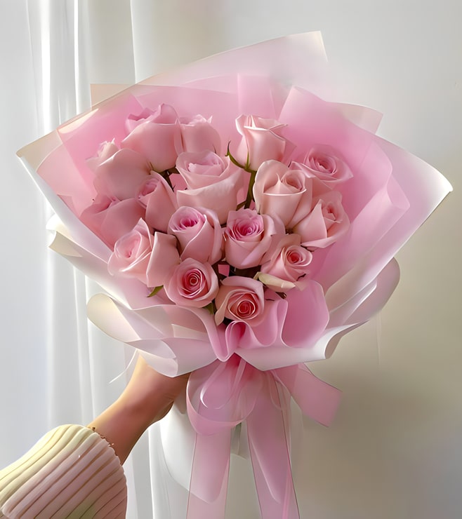 Enchanted Pink Rose Bouquet, FLOWERS