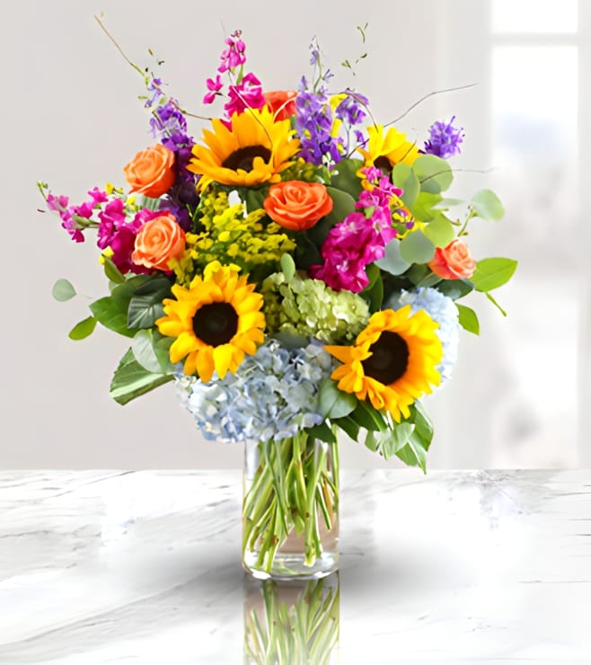 Vibrant Morning Arrangement, FLOWERS