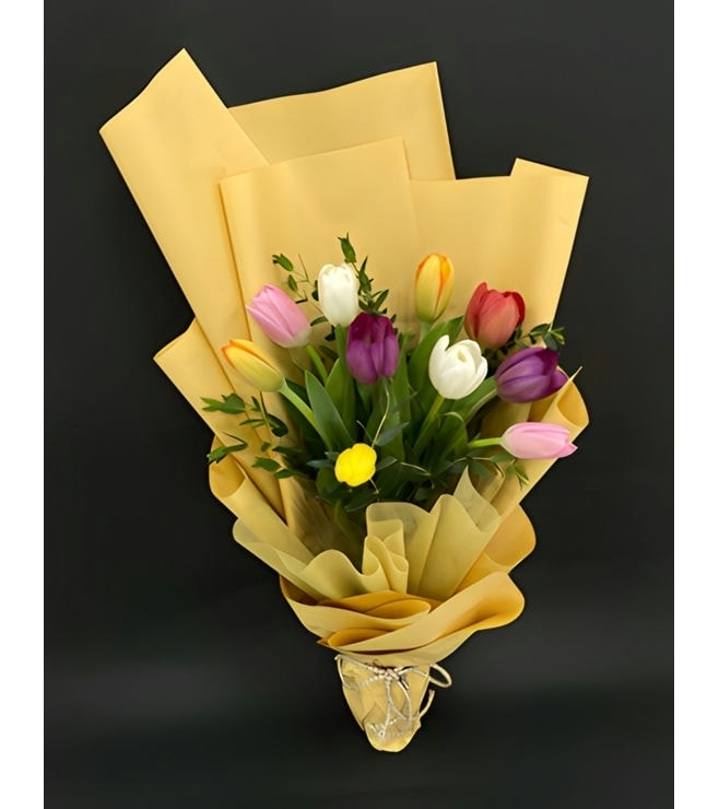 Colorful Tulip Blossom Bouquet, FLOWERS