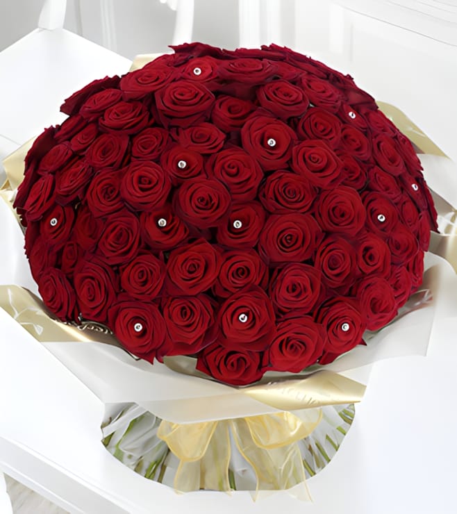 Ultimate 100 Rose Hand-tied, SUPER DEALS